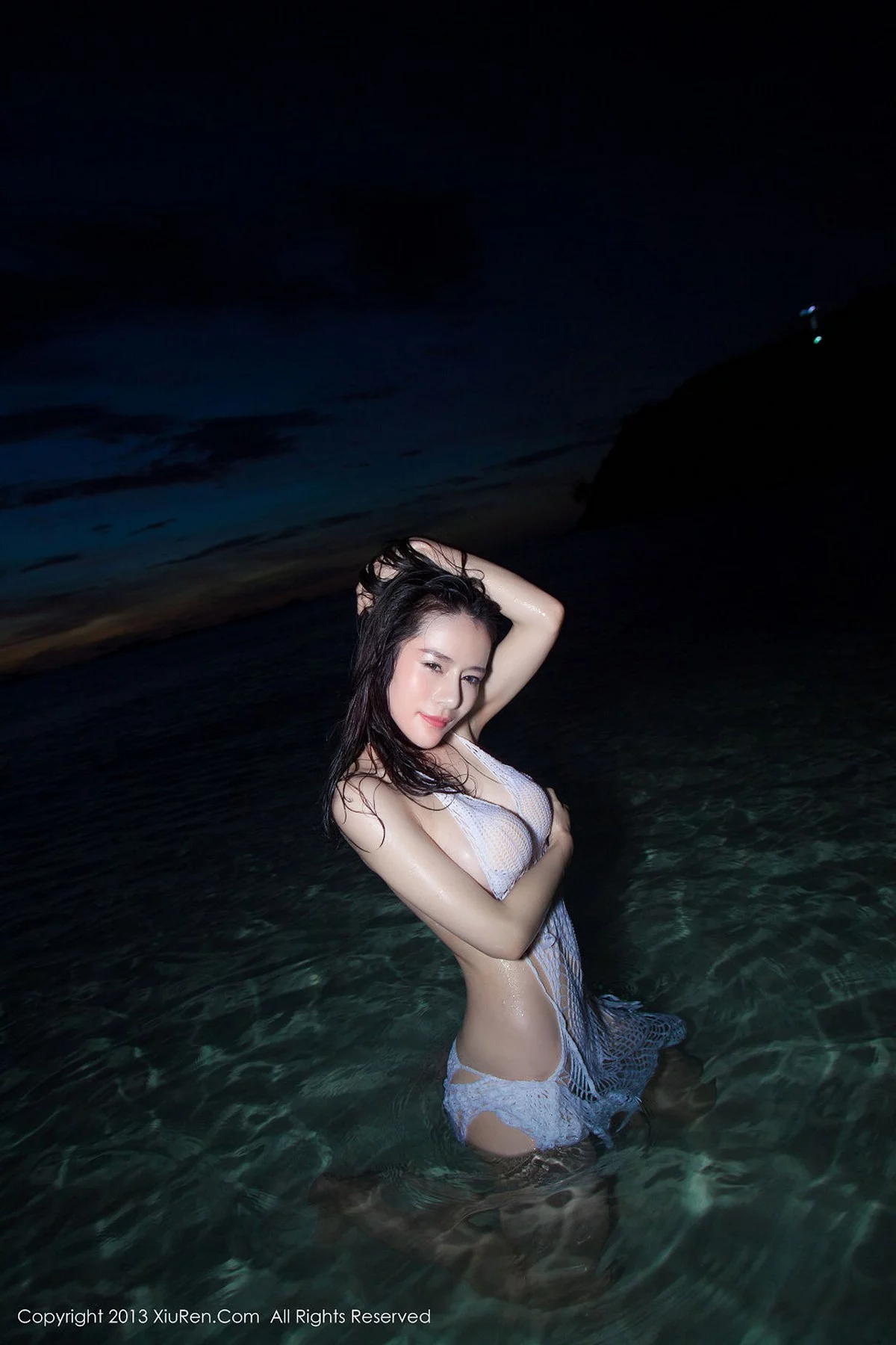 [XiuRen秀人网]No.069_嫩模nancy小姿白色情趣内衣泳池里湿身诱惑写真73P-秀人集