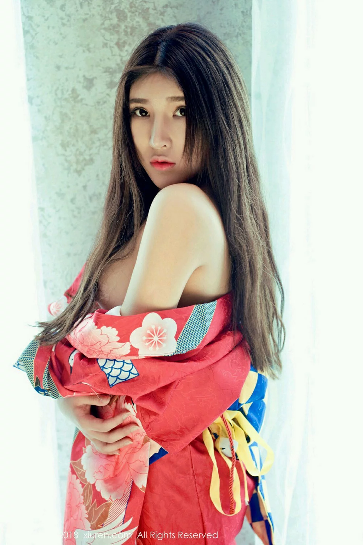 [XiuRen秀人网]No.973_嫩模当然是小熊呀日本花魁和服+蓝色点式比基尼秀完美身材写真42P-秀人集